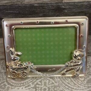 Malden Baby Picture Frame 4x6 Silver Teddy Bear Bunny Carriage Rhinestones